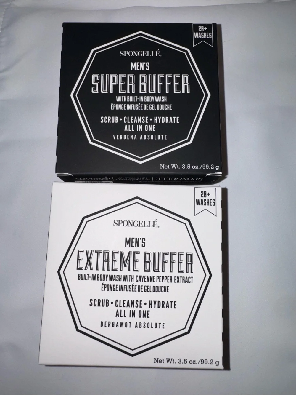 Spongellé Men's Super Buffer & Extreme Buffer Set - Scrub/Cleanse/Hydrate NEW!